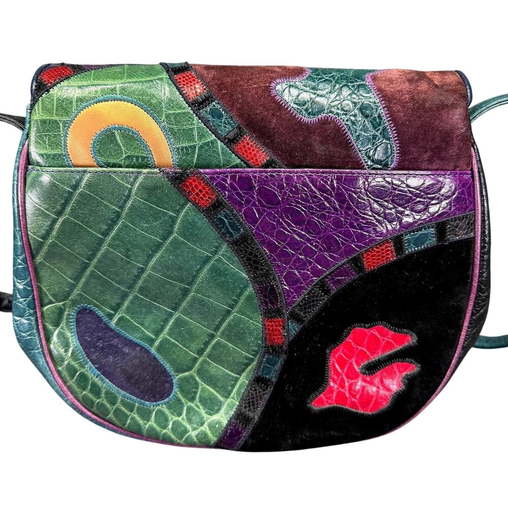 Vintage. Sharif, Patchwork, Leather, Crossbody Bag - Picture 2 of 11